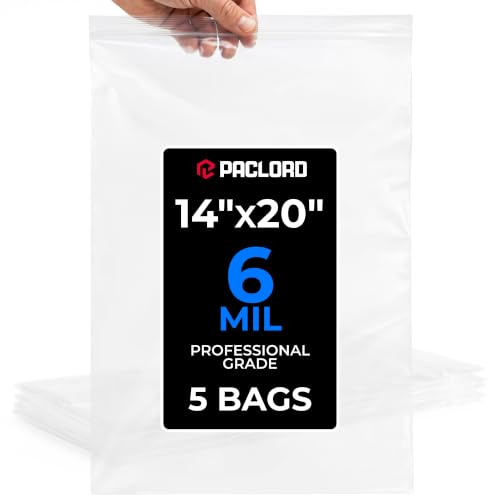 14" x 20" Large Reclosable Plastic Zip Bags, 5 Count