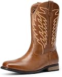 Bruno Marc Men's Cowboy Boots Embroidered Western Boots Square Toe Boots