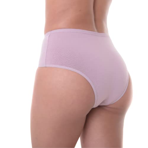 Kit 4 Calcinhas Cintura Alta Reforçada Pants Algodão Tamanho:M;Cor:Lisas e Sortidas