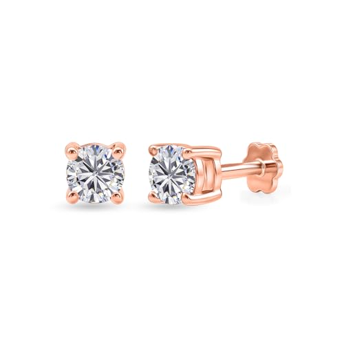 Boucles d'oreilles moissanite en argent 925 à dos plat vissé pour femme et homme