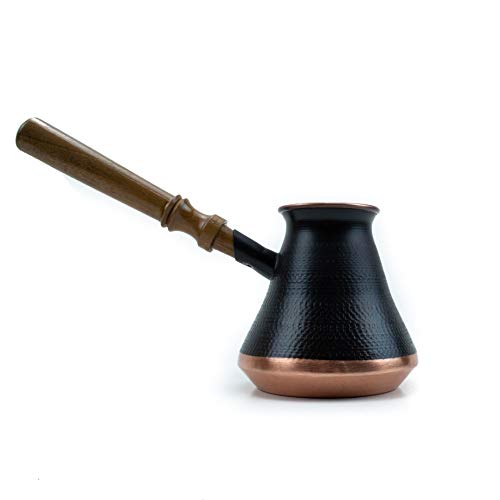 Handmade Armenian Coffee Pot Maker 15 Fl Oz - Copper Jazva Ararat Turkish Arabic Greek Cezve Jezve Ibrik Turka Jazve Wooden Handle (5 Cup (15 Us Fl.oz)) #TOP5