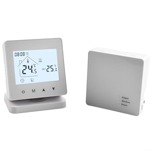 Termostato inteligente inalámbrico para caldera de gas y calefacción por suelo radiante, diseño montado en la pared o mesa, control de temperatura programable de 5+2/6+1/7 días (con WiFi)