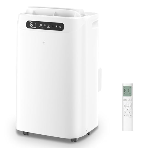 14000 BTU Portable Air Conditioners,Cools Up to 700 Sq.Ft,Portable AC Unit with Remote Control,Cooling,Fan,Dehumidification,Sleep Mode& Installation Kits for Large Rooms,White