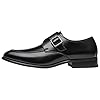 ANUFER Men's Smart Single Buckle Monk Shoes Microfiber Leather Formal Loafer Flats Black SN0707123 UK10.5 #1