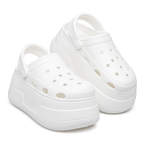 BNR Clogs Women Platform Fashion Stylish Alternative, White 7-8