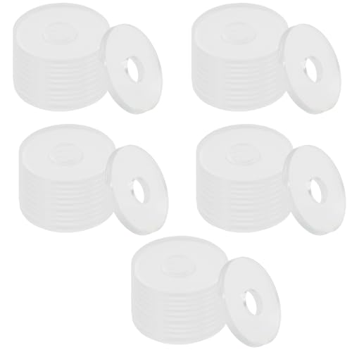 Zorveiio 50 arandelas de repuesto de plástico transparente de 3/4 pulgadas, 1/16 pulgadas de grosor, junta plana de vinilo para manijas de puerta de ducha de vidrio, conjuntos de tapas separadoras