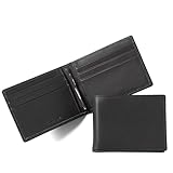 Leatherology Black Onyx Men's Slim Bifold Wallet with Money Clip, RFID Available, Full Grain Leather