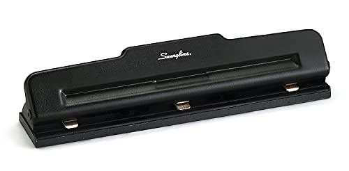 3 Hole Punch, 10 Sheet Capacity Three Hole Puncher 3 Ring, Adjustable 2-3 Hole Paper Punch, Black (74015)