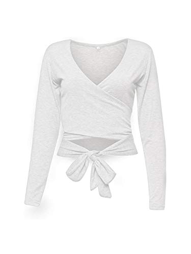 Image of Famulily Women's Sexy Deep V Neck Bandage Surplice Wrap Crop Top