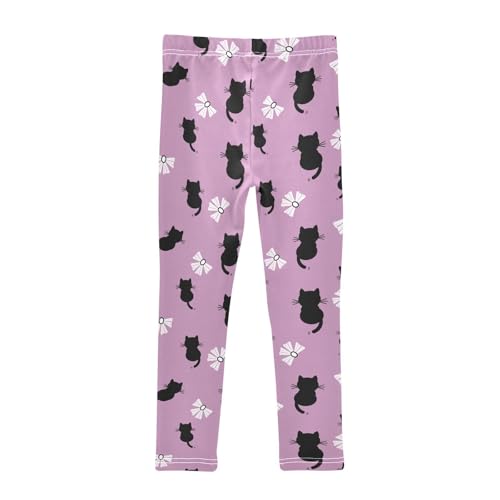Black Cat and Bow Girls Leggings,Workout Leggings for Girls Toddler Athletic Leggings Size for 3-10T2