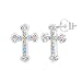 LUXILLA Cross Stud Earrings Fit for Women Hypoallergenic Earrings 925 Sterling Silver Cubic Zirconia Great Jewelry for Everyday Wear