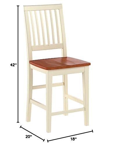 Butaco East West Furniture Vernon de altura para barra, madera, acabado buttermilk y cerezo, juego de 2 miniatura 3
