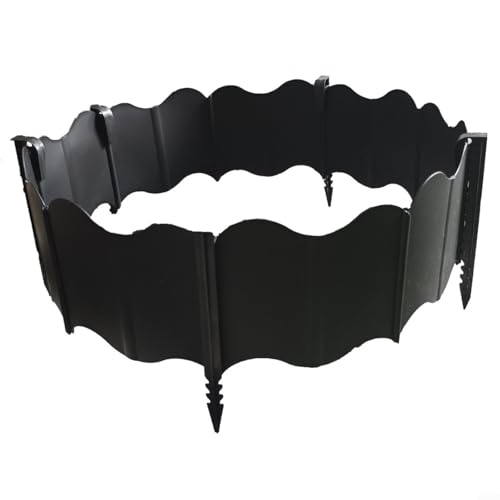 Snowchecking Juego de bordes flexibles para paisaje, valla de jardín para jardines de rocas, mantillo, decoración al aire libre, 20 piezas, 10 estacas (20 negras + 10 clavos)