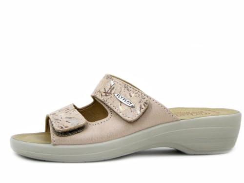 Sandales beige en cuir véritable Fly Flot T5B18 pour femme