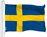 G128 - Sweden Swedish Flag 3x5 ft Printed Brass Grommets 150D Quality Polyester Flag Indoor/Outdoor...