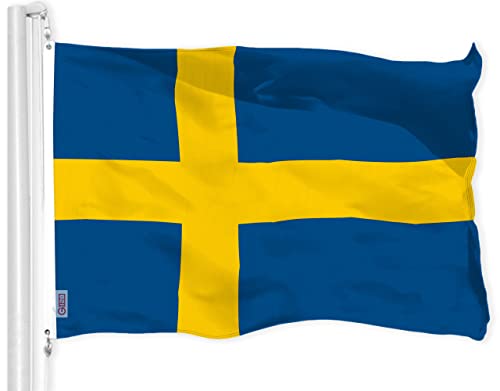 G128 Pacote combo: Bandeira americana dos EUA 3x5 Ft 150D impressa Estrelas e Suécia (Sueca) Bandeir