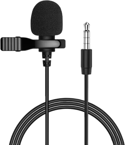 Professional Lavalier Lapel Microphone with 3.5mm TRS Jack – Clip On Omnidirectional Condenser Mic for Cameras, Voice Amplifiers, Filmmaking, Teaching, Presentations & Live Recording