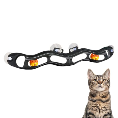 Pista de bola de rolo de brinquedo para gato,Pista de bola de gato | Suporte para janela com brinque