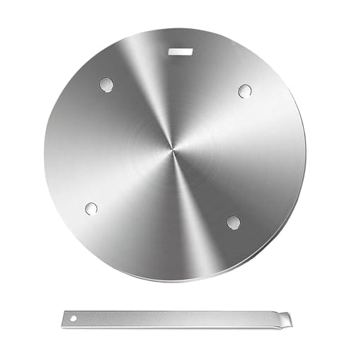 Piattello A Induzione in Acciaio Inox 24 cm, Piastra Adattatrice per Induzione, piastra ad anello convertitore per piano cottura a induzione, per fornelli a gas, con manico staccabile