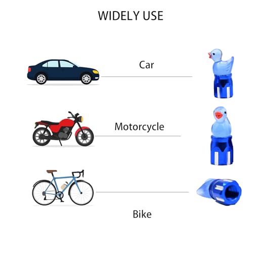 4-Pack Handmade Blue Duck Valve Stem Caps for Schrader Valves, Glow-in-The-Dark Tire Valve Covers, Unique Car & Bike Accessory, Fun Vehicle Customization, for Car Enthusiasts