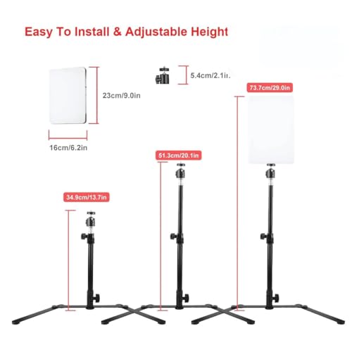 Image of GIFTMAX LED Video Light Panel, 11 Inch, 3200K-6000K Adjustable with Remote Control, Adjustable Height Desk Tripod, for Photography, Live Streaming Camera Light with Desk Tripod CM01