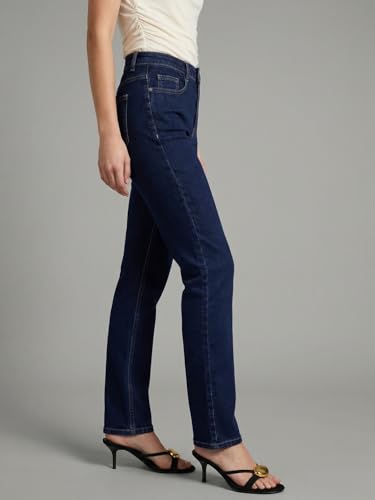 Image of Urbano Fashion Women's High Rise Straight Fit Washed Jeans Non-Stretchable