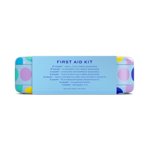 Image of Welly First Aid Kit - Bravery Badges in Flexible Fabric and Waterproof, Singe Use Ointments Triple Antibiotic, Cleansing Wipes and Hydrocortisone - 70 Count