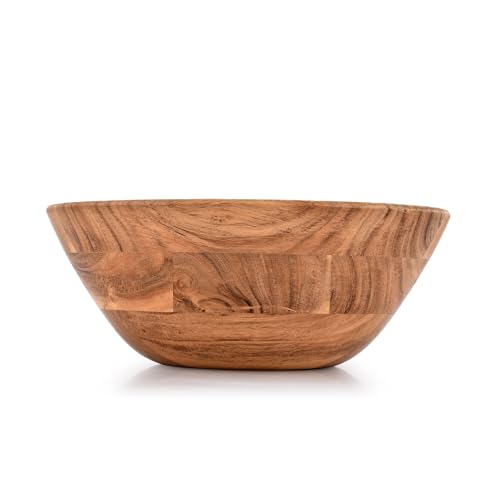 Samhita Acacia Wood Fruit Bowl for Fruits or Salads,Serving Dish Looks Absolute Beautiful with Your Kitchen (25.4cm x 25.4cm x 10.16cm)