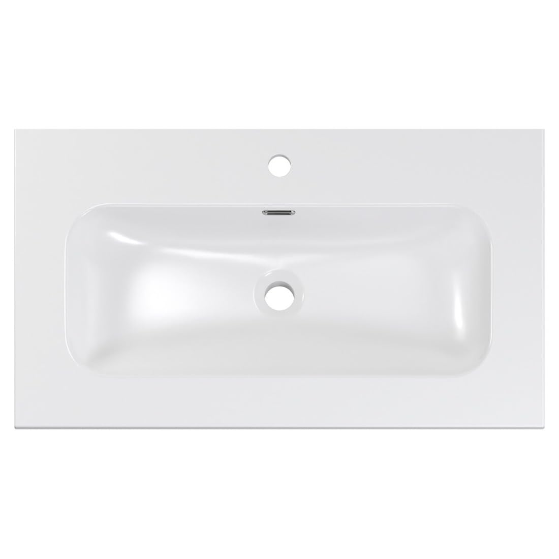 Meublorama - Lavabo empotrado (80 cm, cerámica), color blanco brillante