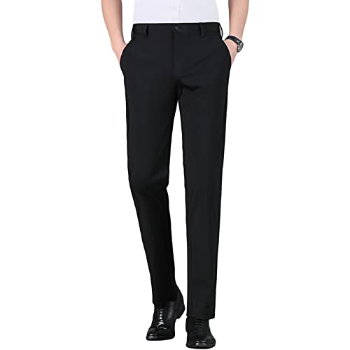 Maiyifu-GJ Men's 4 Way Stretch Dress Pant Skinny Flat Front Tapered Suit Pant Ultra Lightweight Business Comfort Trousers