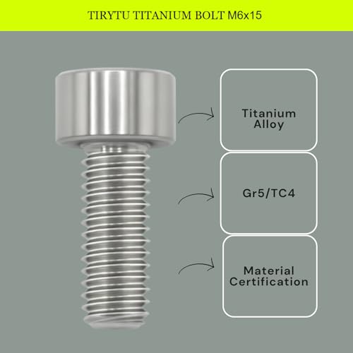 Image of M6x15 Titanium Bolts Hex Socket Cap Screw, Natural Color, 4PC | Lightweight Design, Ideal for Humid /Salty Environments, Socket Head Hex Key No Washer, MTB /Road Bike Bolts
