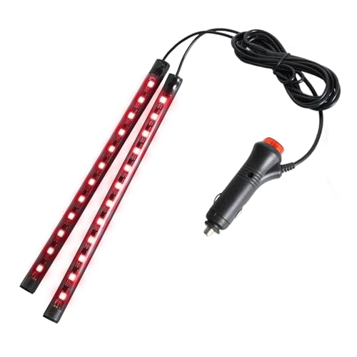 にしはや 車内用 ledテープライト 2本 フロアライト シガーソケット スイッチ付き ランプ 車内 足元ライト 照明 装飾 自動車 W2(レッド)