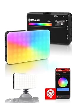 Moman LED Camera Light, RGB Video Lights for Photography, App Wireless Control, 2500-9000K, CRI 95+, Long Battery Life, Portable Lighting Panel with Cold Shoe, Fits for GoPro Sony Canon