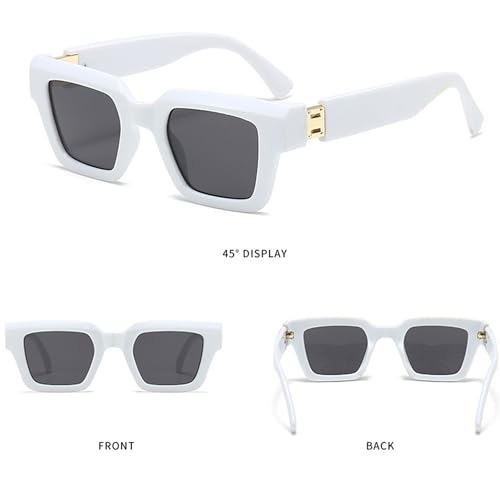 Image of Onrtry Fashion Square Sunglasses for Women Men Rectangle Thick Frame Sun Glasses 90s Designer Style Black Shades