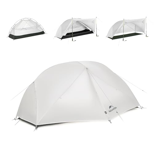 Naturehike Mongar Pro Ultraleichtes Zelte Winddicht Wasserdicht Trekkingzelt Tragbar 1 Personen Zelt 3-4 Saison für Camping Wandern（Hellgrau/1 Personen）