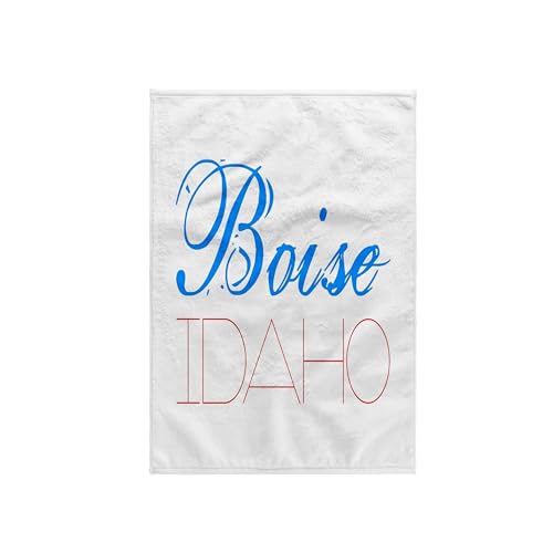 3dRose American Cities. Boise, Idaho. Blue, red Text 15x22 Hand Towel