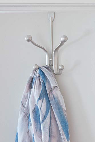 Idesign Axis Metal Over The Door Quad Hook Hanger For Coats, Jackets, Hats, Robes, Towels, Ideal For Bathroom, Bedroom, Mudroom, Satin Silver #TOP14
