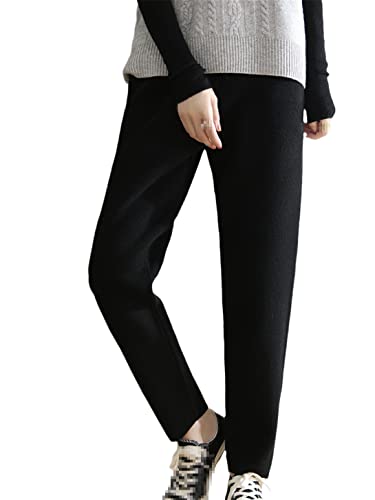 Mode gris noir keusyoi pantalon d'hiver chaud femme vêtement laine élastique taille S