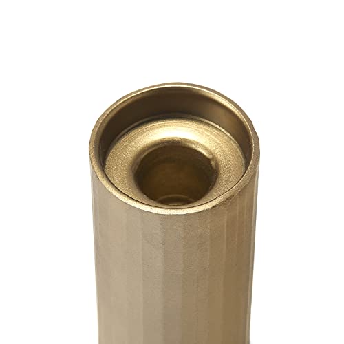 Taper Candle Holders, Set Of 2 - Aged Brass Finish, 3 Inch Tall, Fits Standard Tapered Candlestick, Metal Candle Stand For Fall Table Decor / Wedding Centerpiece #TOP5