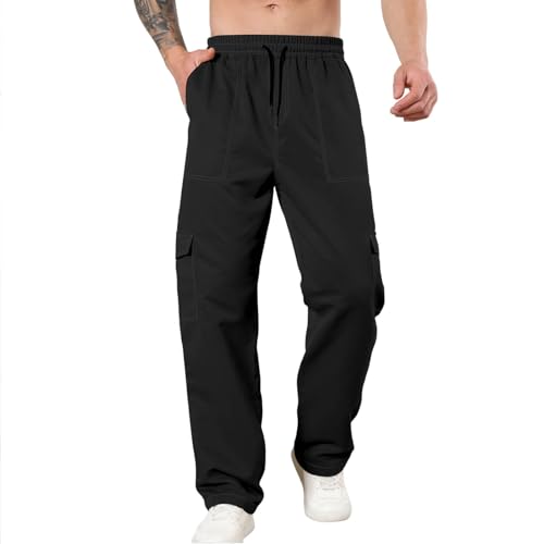 Cargo Pants for Men Multi Pockets Work Pants Stretch Elastic Waist Relaxed Hiking Outdoor Casual Trouser Sweatpants