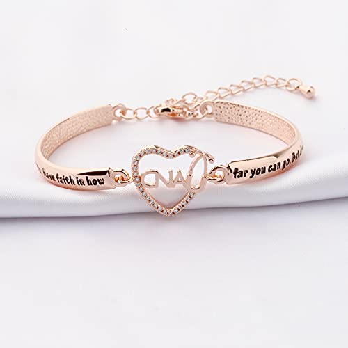 BNQL CNA Certified Nurse Assistant Stethoscope Heart Bracelet CNA Charm Jewelry Gifts for Nursing Student3