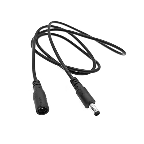 JZK 1M Cable extensión alimentación CC, Conector 5,5 x 2,1 mm, Adaptador Corriente CC 5V 6V 9V 12V 24V, Conector Hembra a Macho 2,1 mm x 5,5 mm para Tiras de LED, cámaras CCTV, cámaras IP, Negro