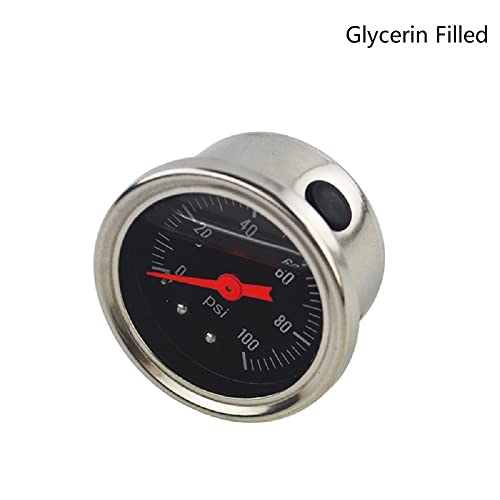 Sreuoil RSC191 Universal Manual Inline Fuel Pressure Regulator Gauge Liquid Filled 0-100Psi Oil Press Gauge 1/8 Inch Npt thumb #3