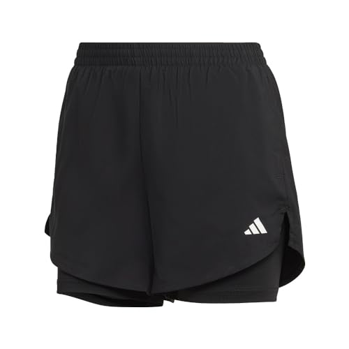 adidas Women's Made for Training Minimal Two-in-One Shorts, Black/White