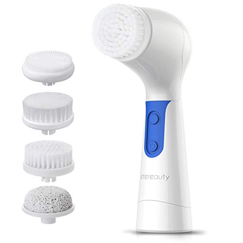 Facial Cleansing Brush, 【2020 Upgraded】ETEREAUTY Waterproof Facial Brush Spin Face Brush 4-in-1 Set for Gentle Exfoliation, Deep Scrubbing and Removing Blackhead