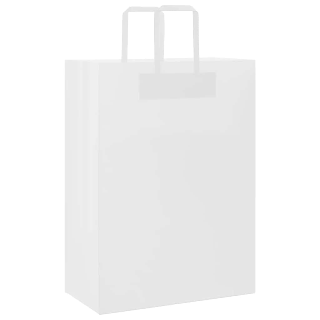 vidaXL Kraft Paper Bags - White Recyclable Gift/Shopping Bags with Handles, 50 Pack, Versatile and Durable 32x17x44cm for Customizable Use