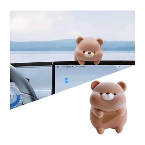 LKAHG Car Cute Furry Animal Rear View Mirror Ornament, Funny Bear Figurines Vehicle Center Screen Dashboard Decoration, Automotive Interior Decor Pendant, Universal for SUV, Truck, RV Cover