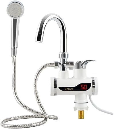 Instant Electric Heating Water Faucet with Shower, Tankless Hot Water Tap, 3000W, 220-240V, Adjustable Temperature 30-60°C, Kitchen & Bathroom