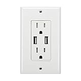 Globe Electric 78147 2-Outlet Child Safe Shock Guard Receptacle, 2 Fast Charging USB Ports, 3.1A Combined, AC Receptacle 15A 125V
