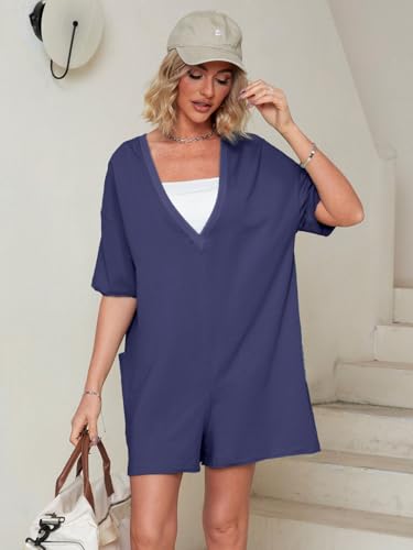 Combinaison décontractée plage et terrasse short ample dos nu bleu violet taille XS - 5